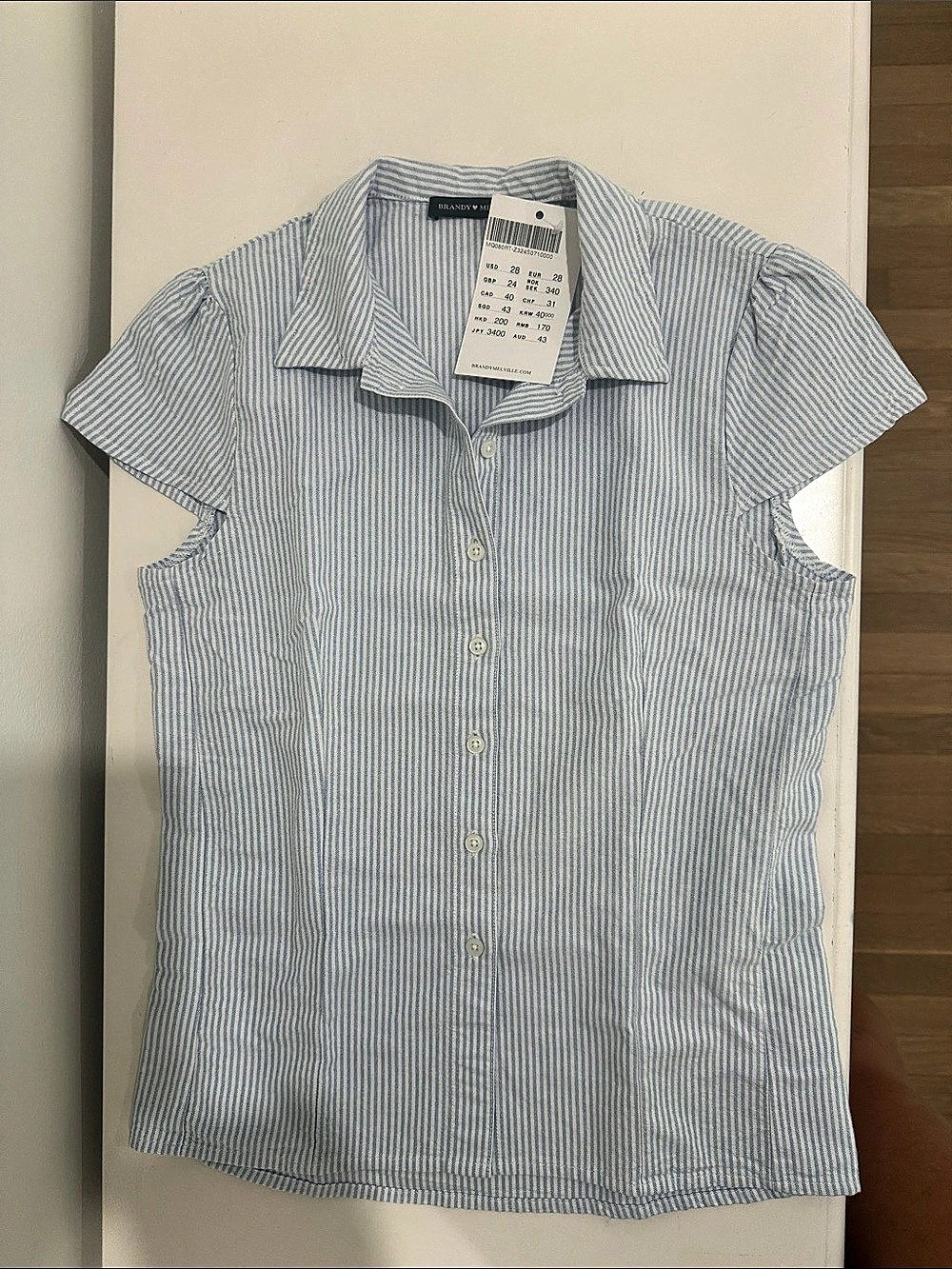 Brandy Melville Blue & White Striped Button Down NWT